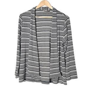 Chico's black and cream open front knit jacket top size 8 B182